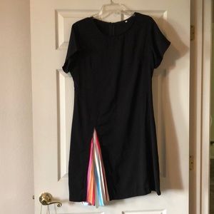 Black dress with multi-color peek-a-boo slit